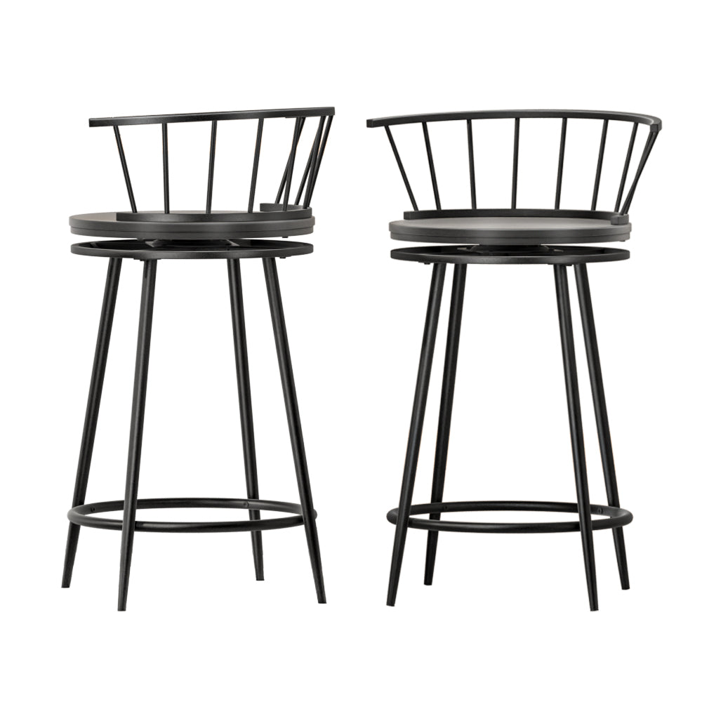 Set of 2 Vanny Bar Stools Swivel Metal Chairs