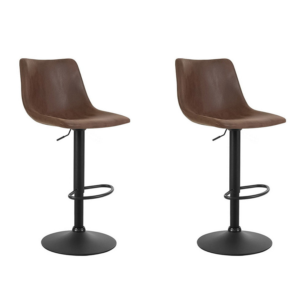 Set of 2 Vintage Swivel Bar Stools - Brown