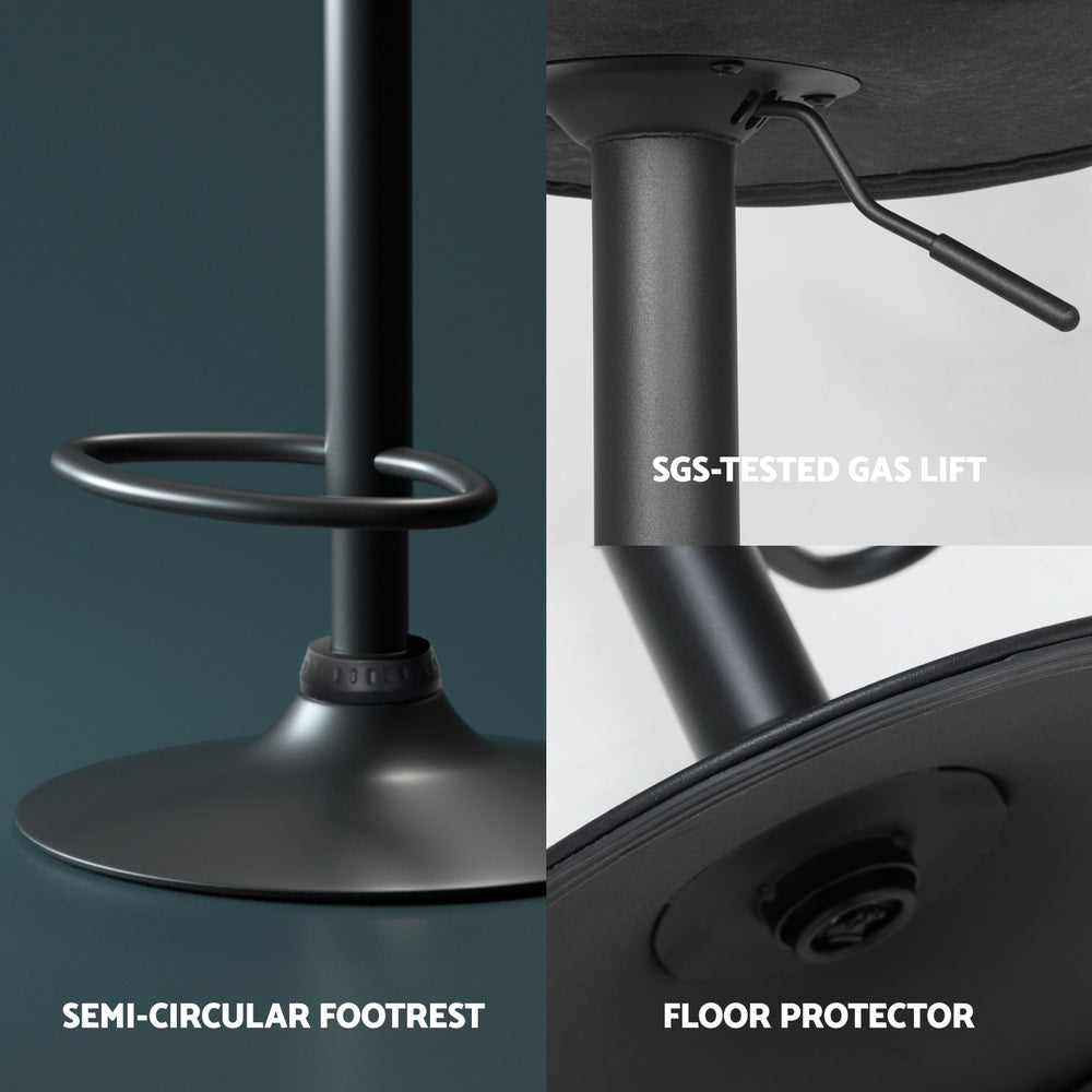 Set of 4 Frawley Bar Stools Vintage Leather Gas Lift - Black