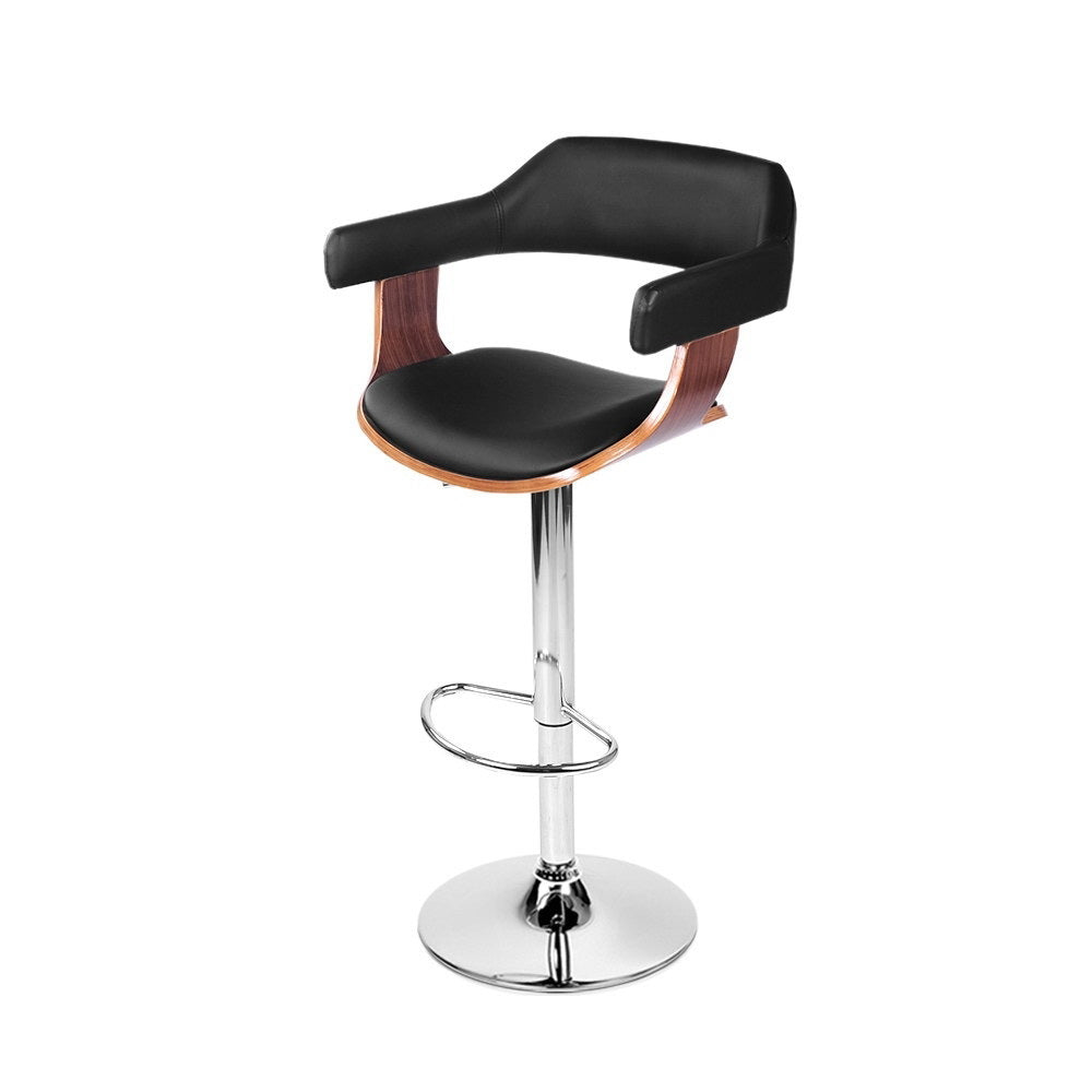 Selina Leather Bar Stool w/Armrest - Black
