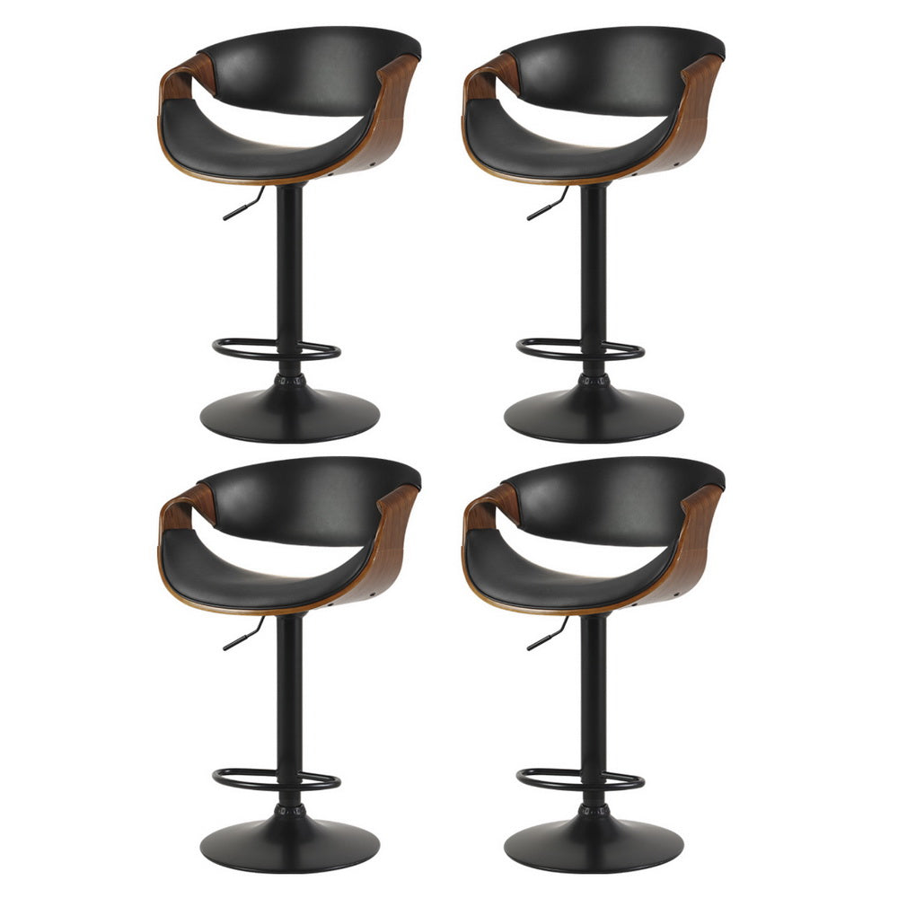 Set of 4 Leather Bar Stools Gas Lift w/Armrest