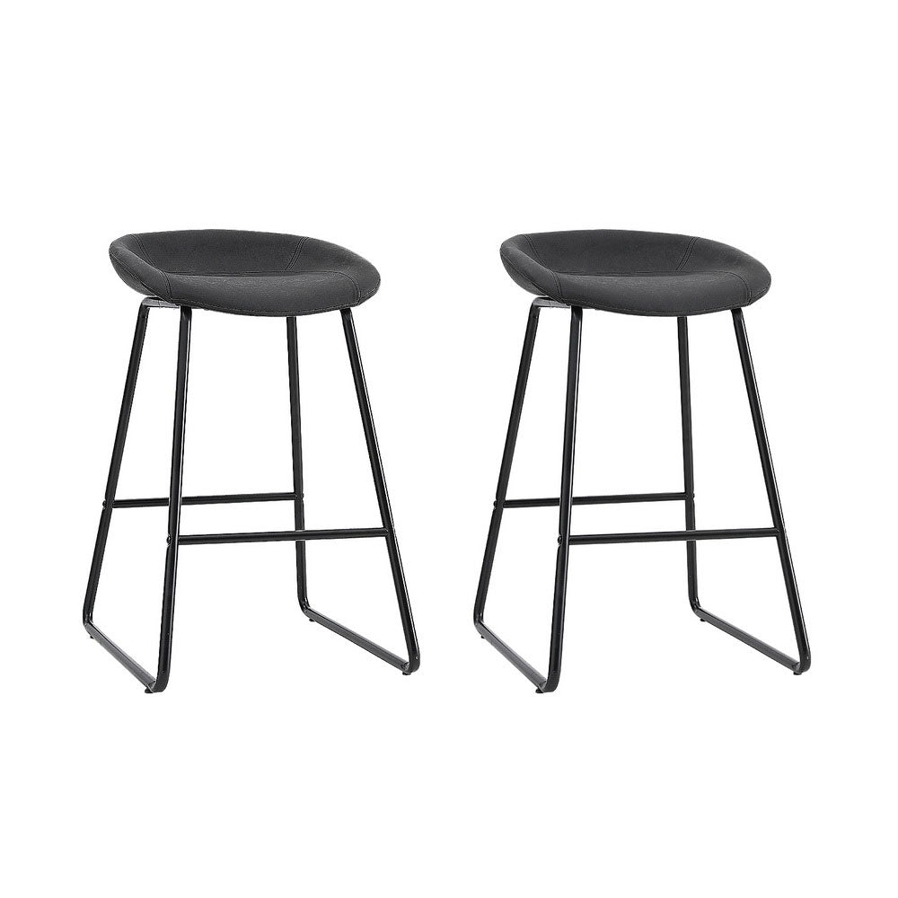 Set of 2 Ludovic Bar Stools Kitchen Dining Chairs Counter Stool PU Leather Metal