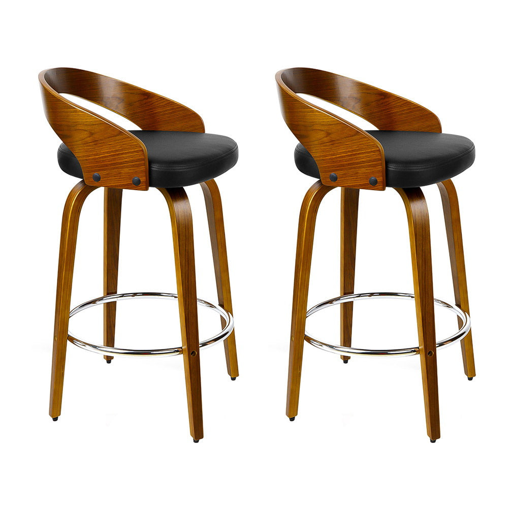 Set of 2 Curving Swivel Bar Stools