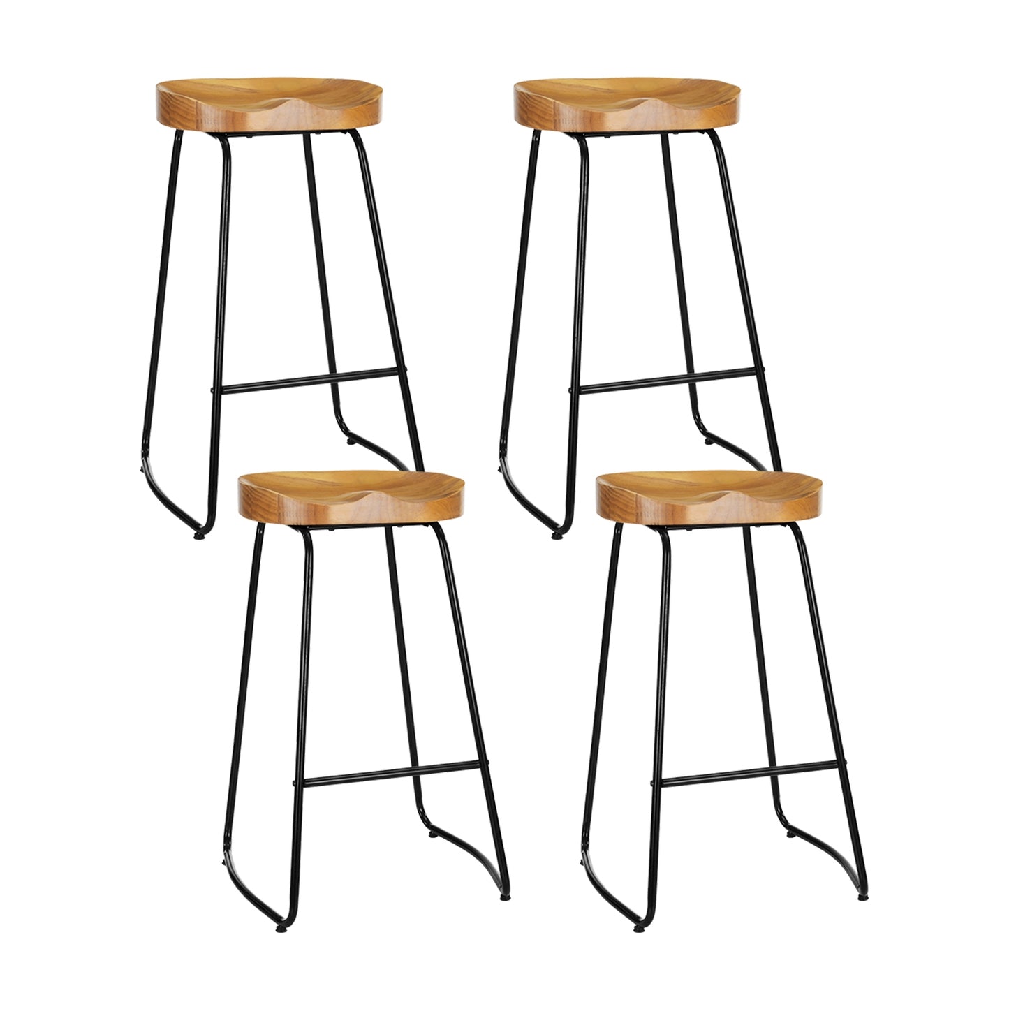 Set of 4 Tractor Bar Stools 75cm Wooden