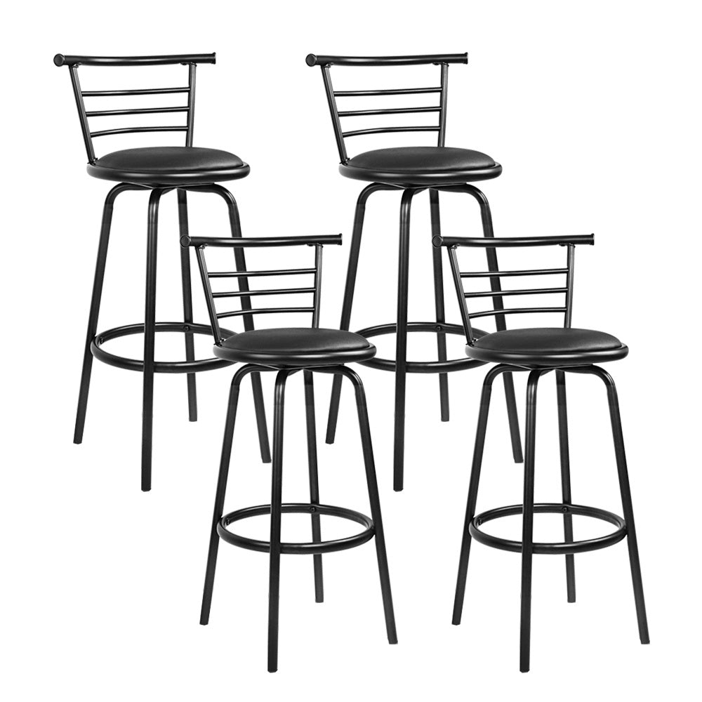 Set of 4 Swivel Leather Padded Metal Bar Stools