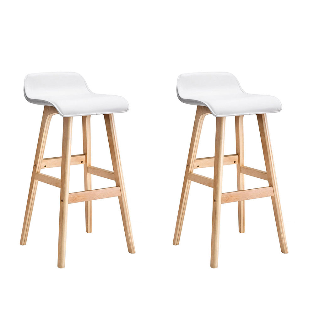 Set of 2 Wooden Bar Stools - White