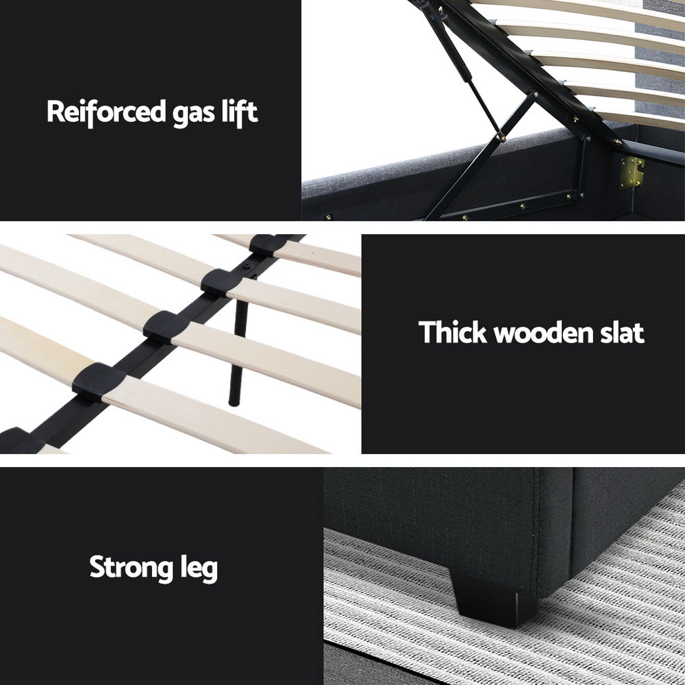 Vila Double Gas Lift Bed Frame - Charcoal