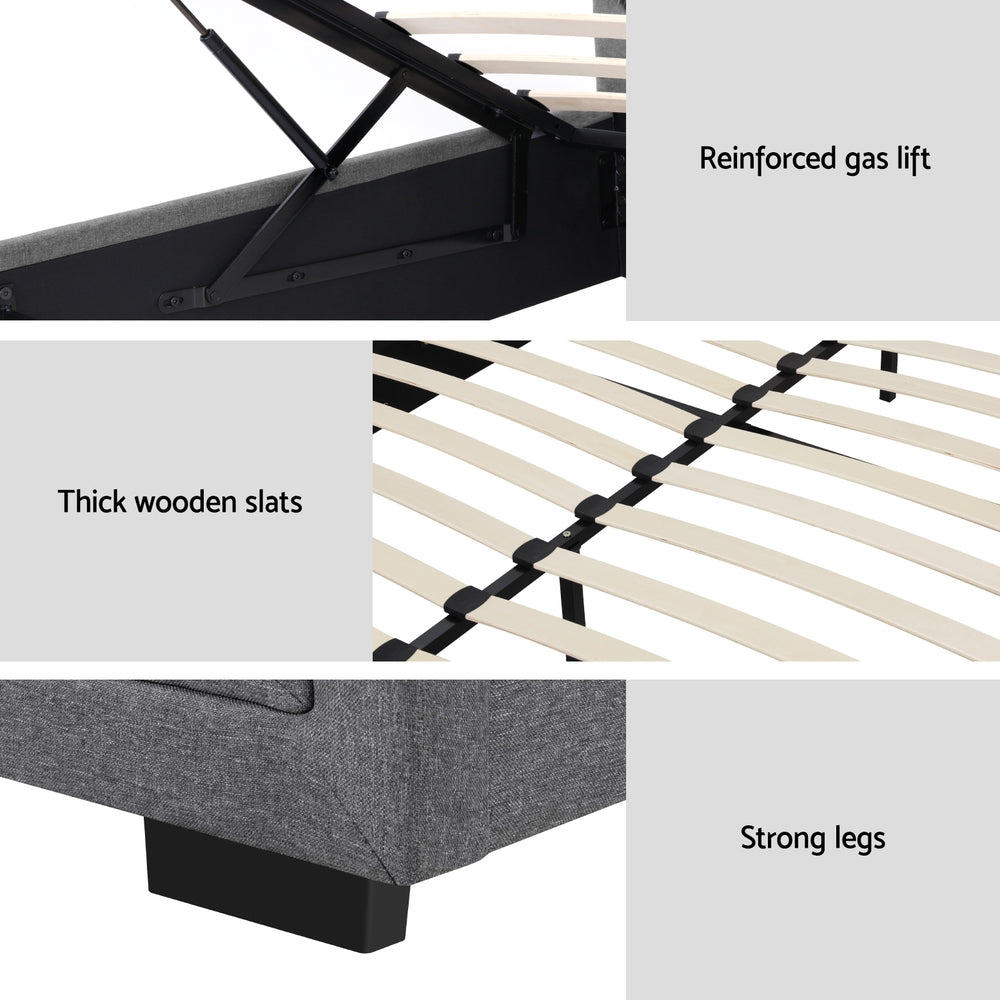 Tiyo King Gas Lift Bed Frame - Grey