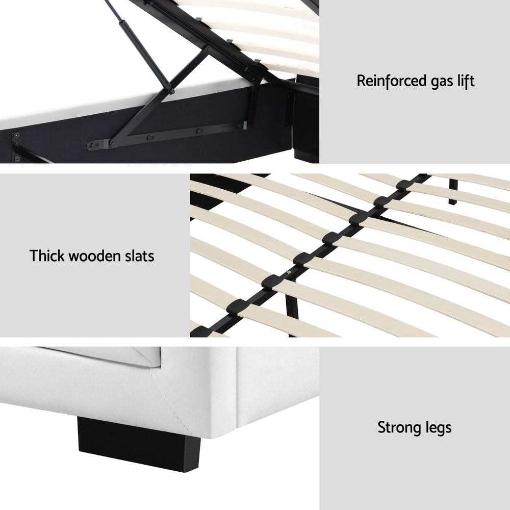 Tiyo King Gas Lift Bed Frame - White