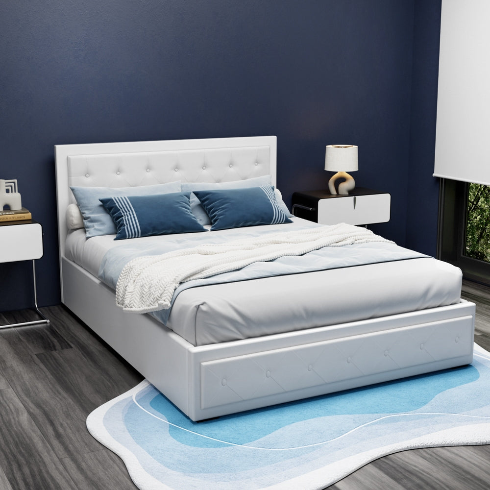 Tiyo Queen Gas Lift Bed Frame - White