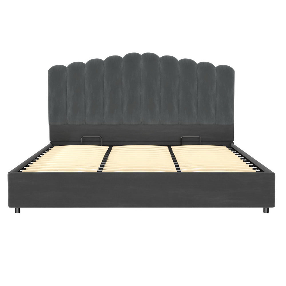 Fion King Bed Frame - Velvet Grey