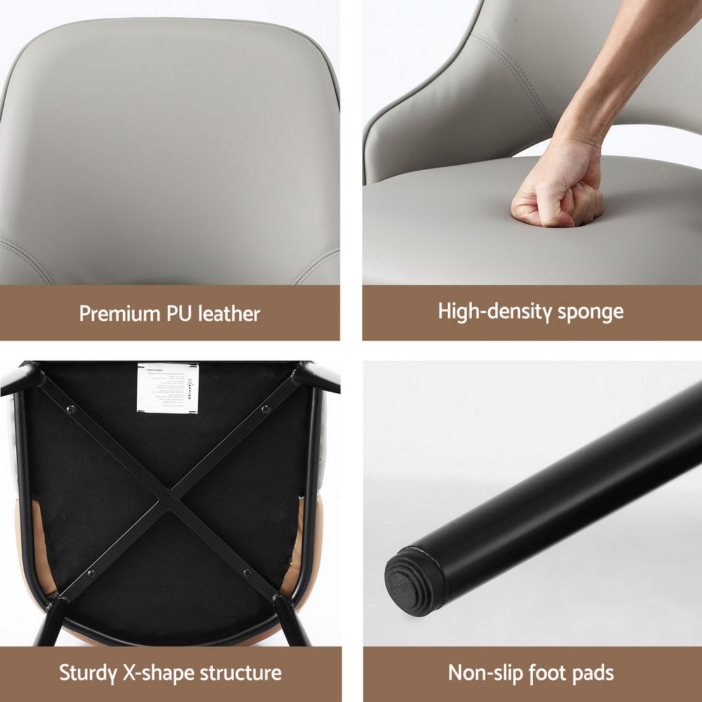 Hollow Dining Chair - Leather Grey