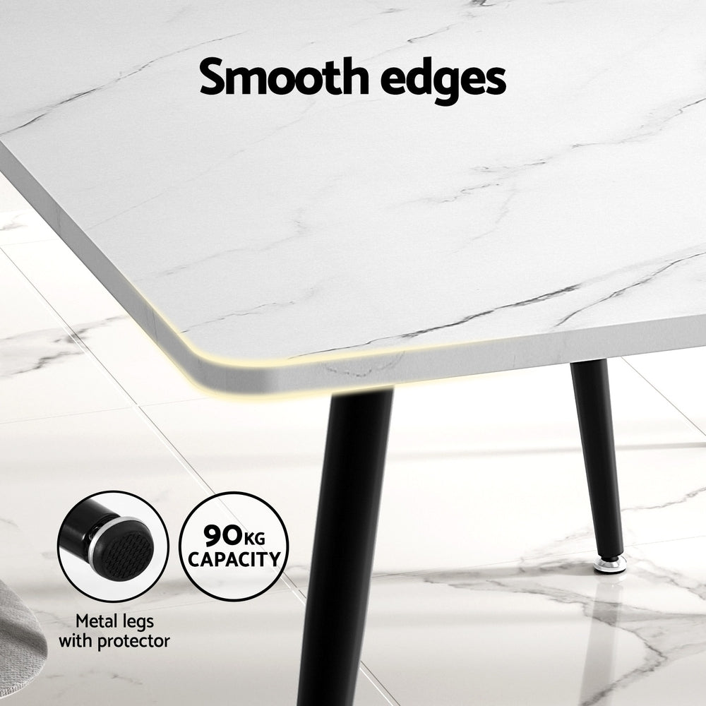 1.5M Marble Effect Dining Table - White & Black