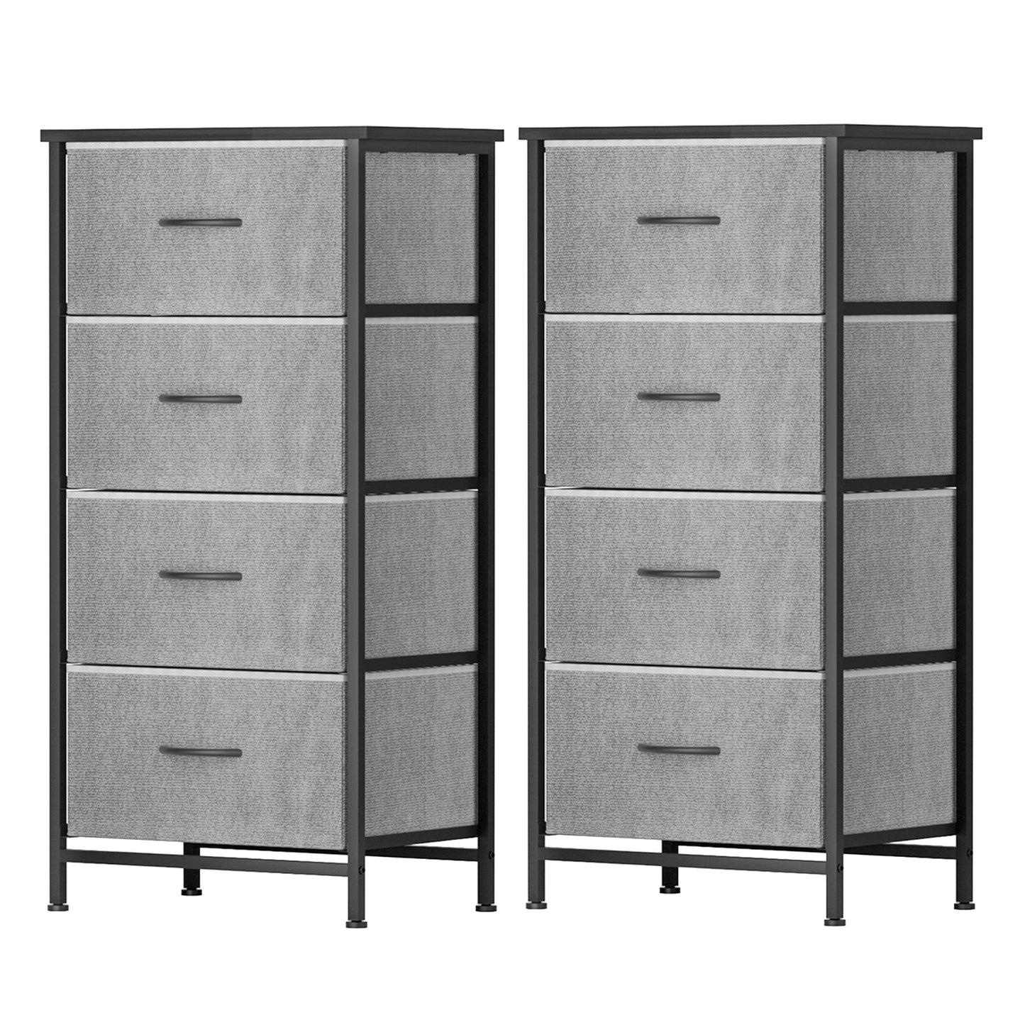 Set of 2 Chest of 4 Drawers Storage Dresser Tallboy - Grey