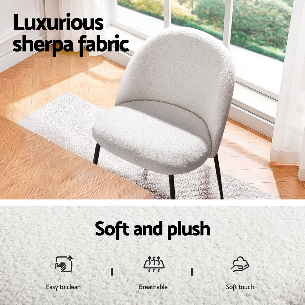 Natu 5PC Dining Table and Chairs Set - White Sherpa