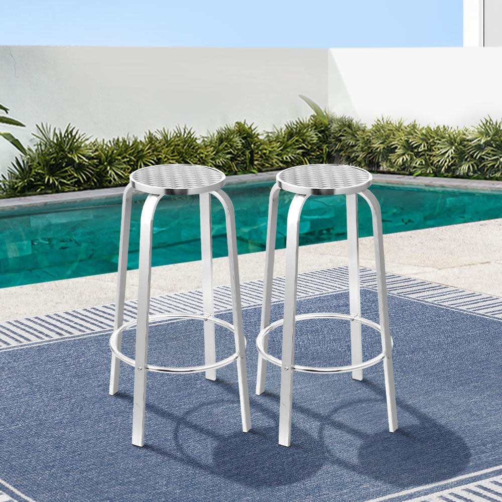 Set of 2 Outdoor Aluminum Bar Stools