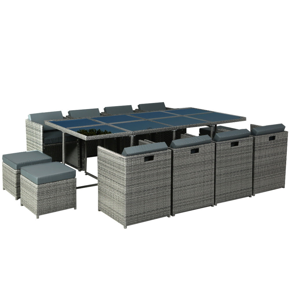 13 Piece Wicker Outdoor Dining Set - Grey