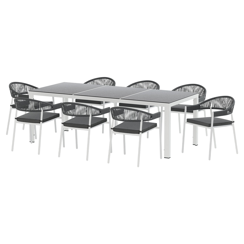 9 Piece Outdoor Dining Set - White