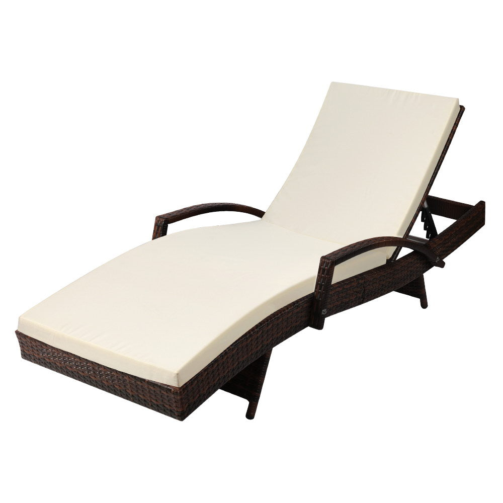 Sun Lounge Wicker Lounger - Brown