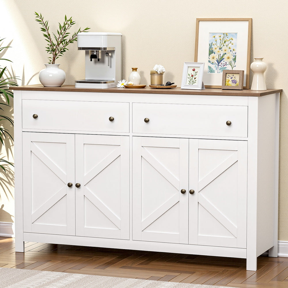X-frame Buffet Sideboard Storage Cabinet - White
