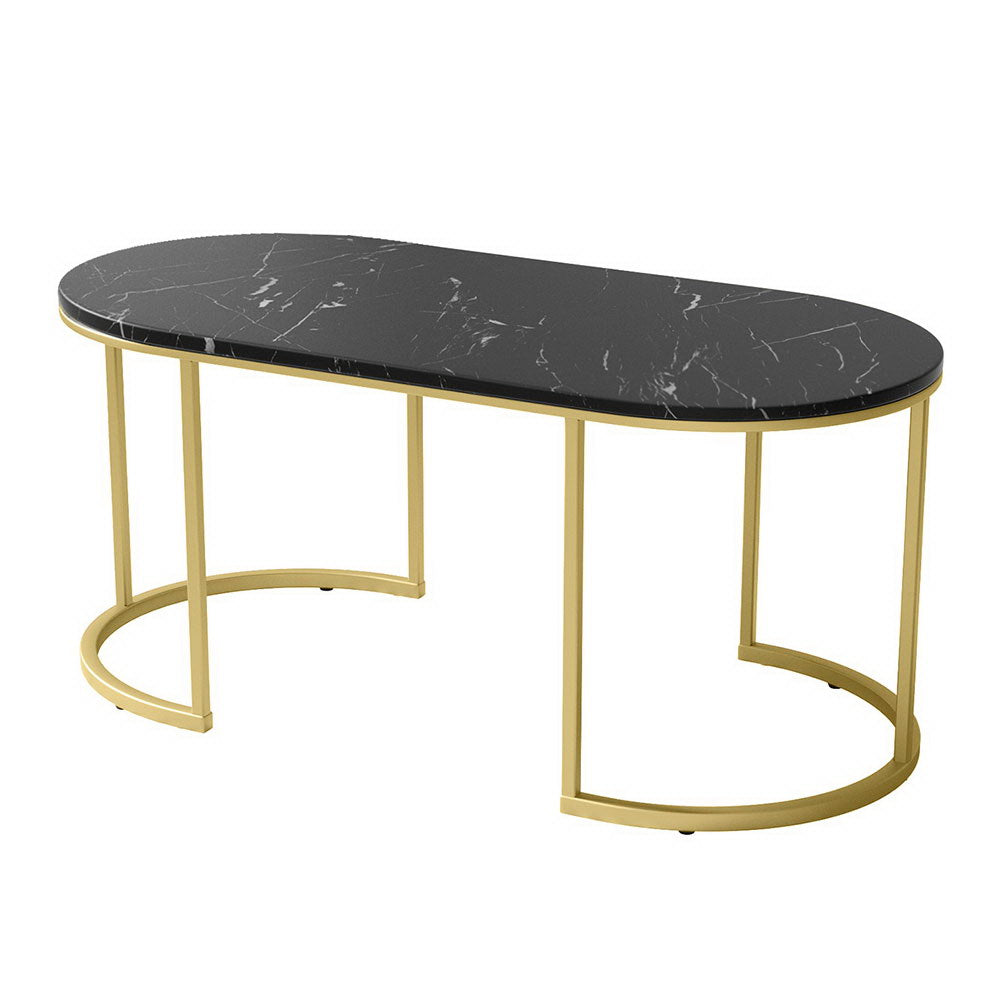 Marble Effect Coffee Table - Black