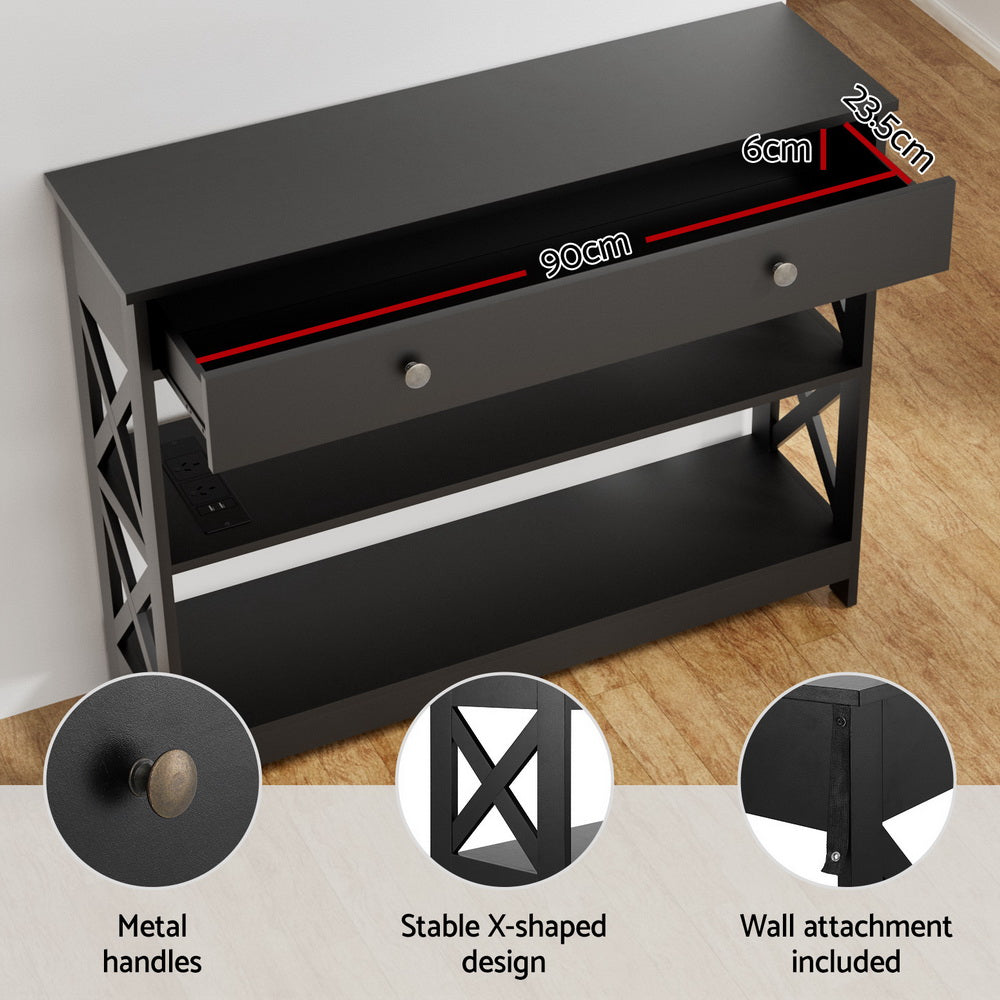 Console Table 3-tier - Black