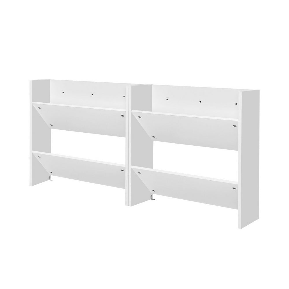 Set of 2 Wall Mounted Shoe Racks 2-tier 12 Pairs - White
