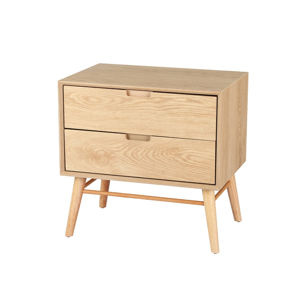 Gino Bedside Table Drawers Nightstand - Oak