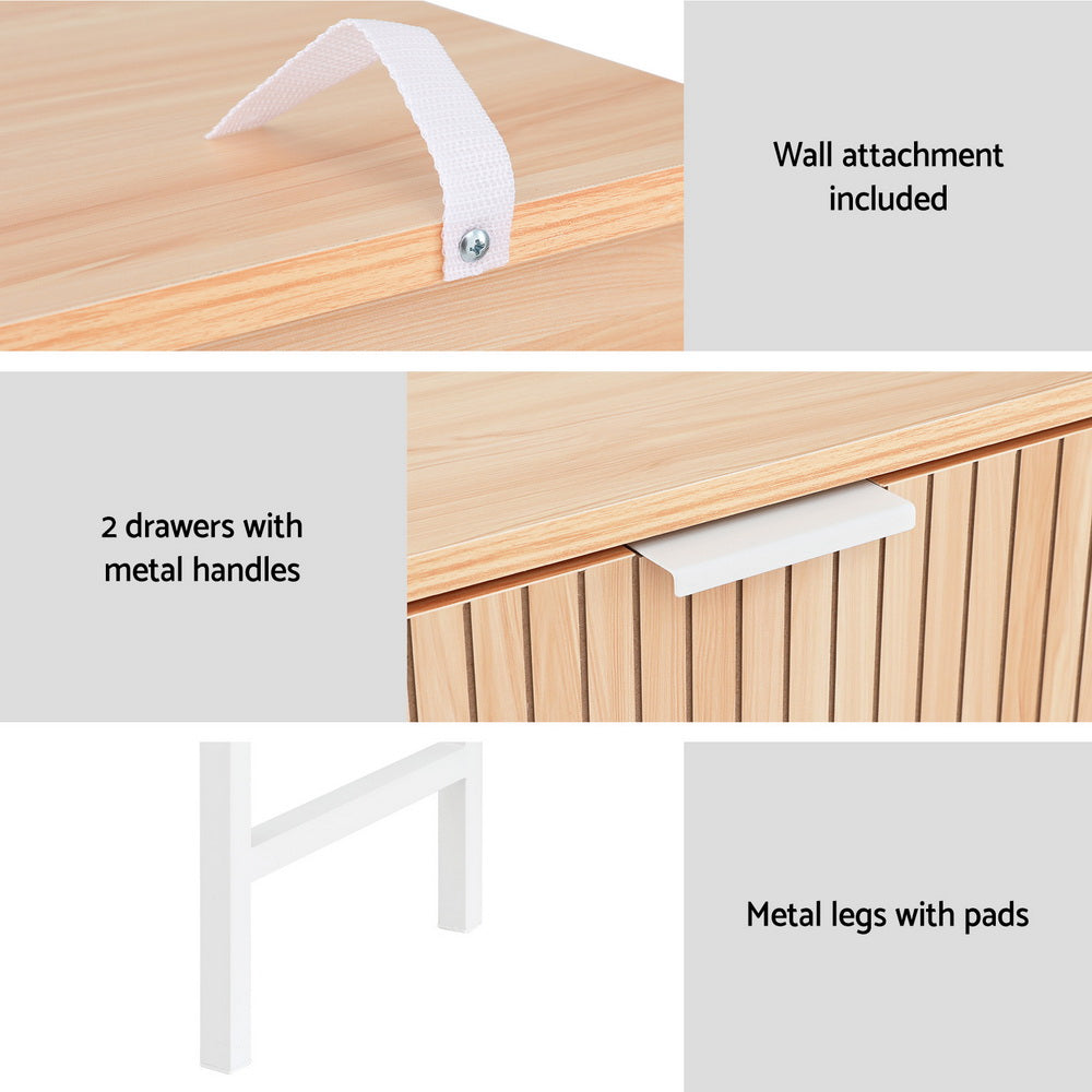 Console Table 2 Drawers 92CM - Pine