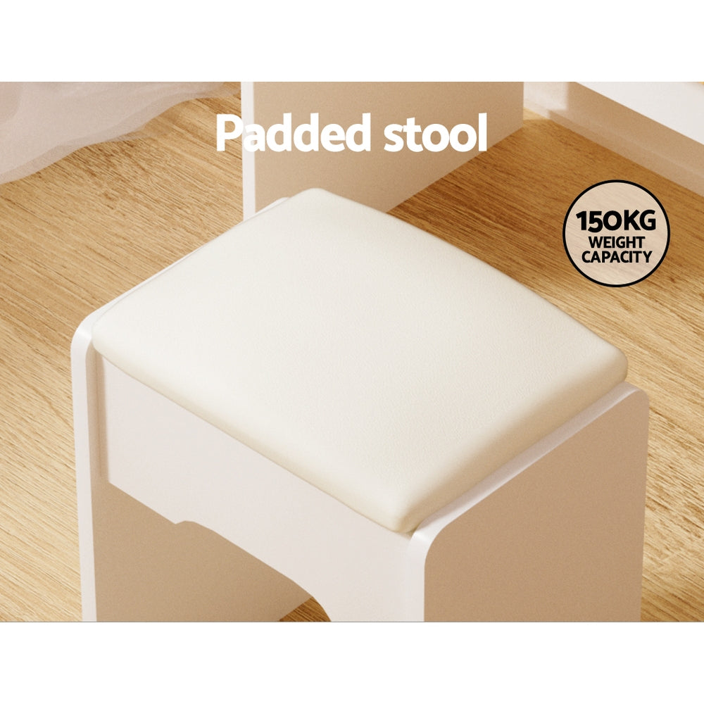Doris LED Dressing Table Set Stool - White