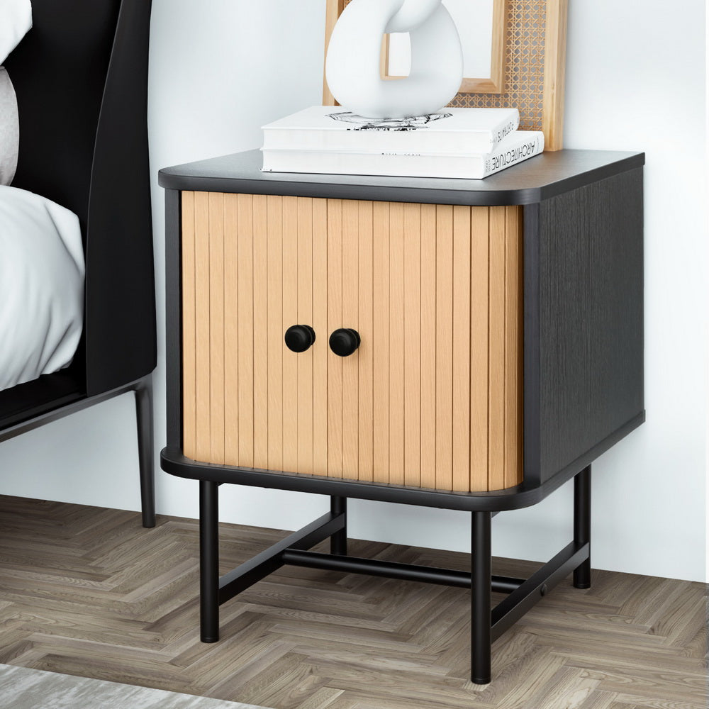 Boris Bedside Table with Sliding Doors