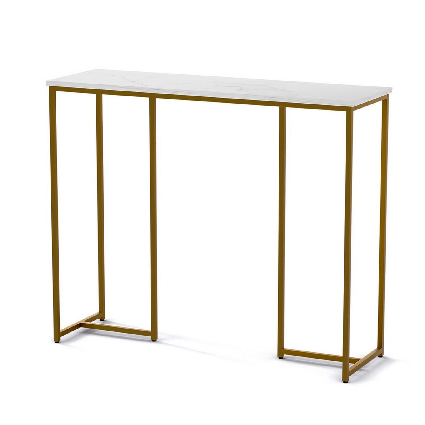 Console Table Marble Effect - White & Gold