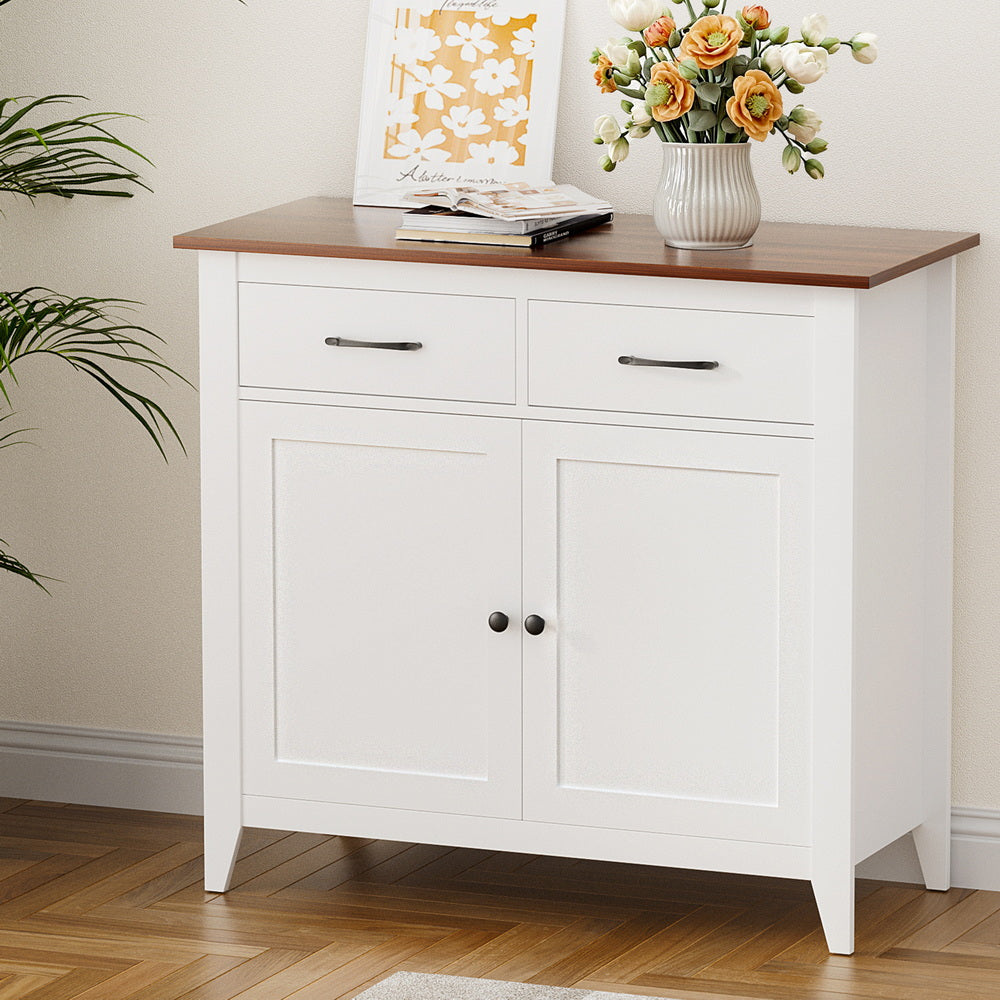 Buffet Sideboard Storage Cabinet 2 Drawers - White