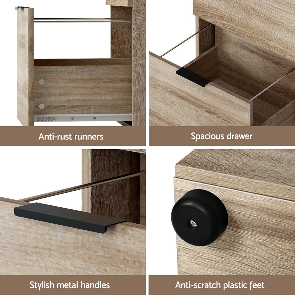 2 Drawer Filing Cabinet - Oak