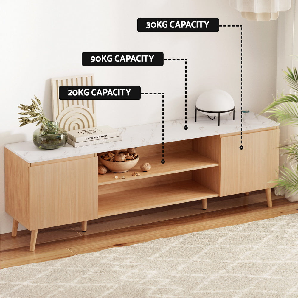 TV Cabinet Entertainment Unit Stand 180CM - Pine White
