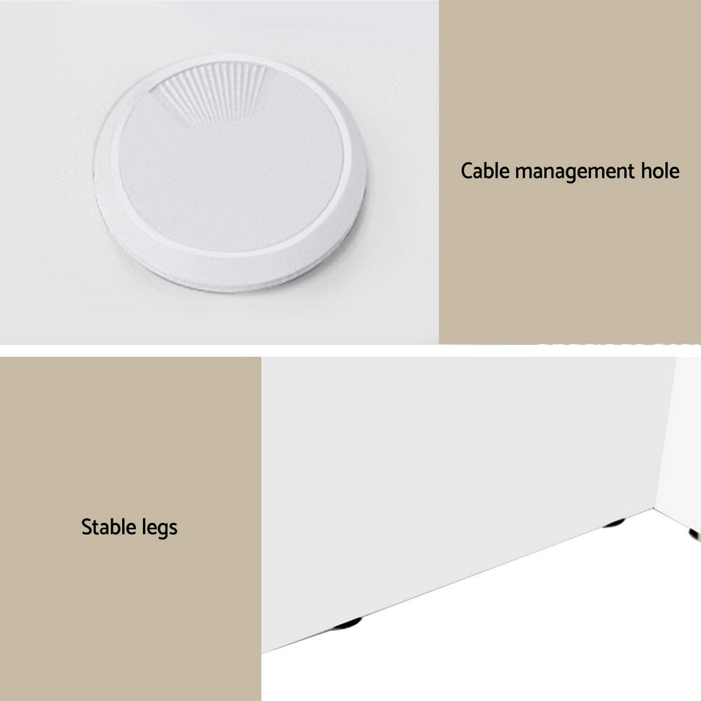 Corner Computer Desk Shelves Stand L-shape - White