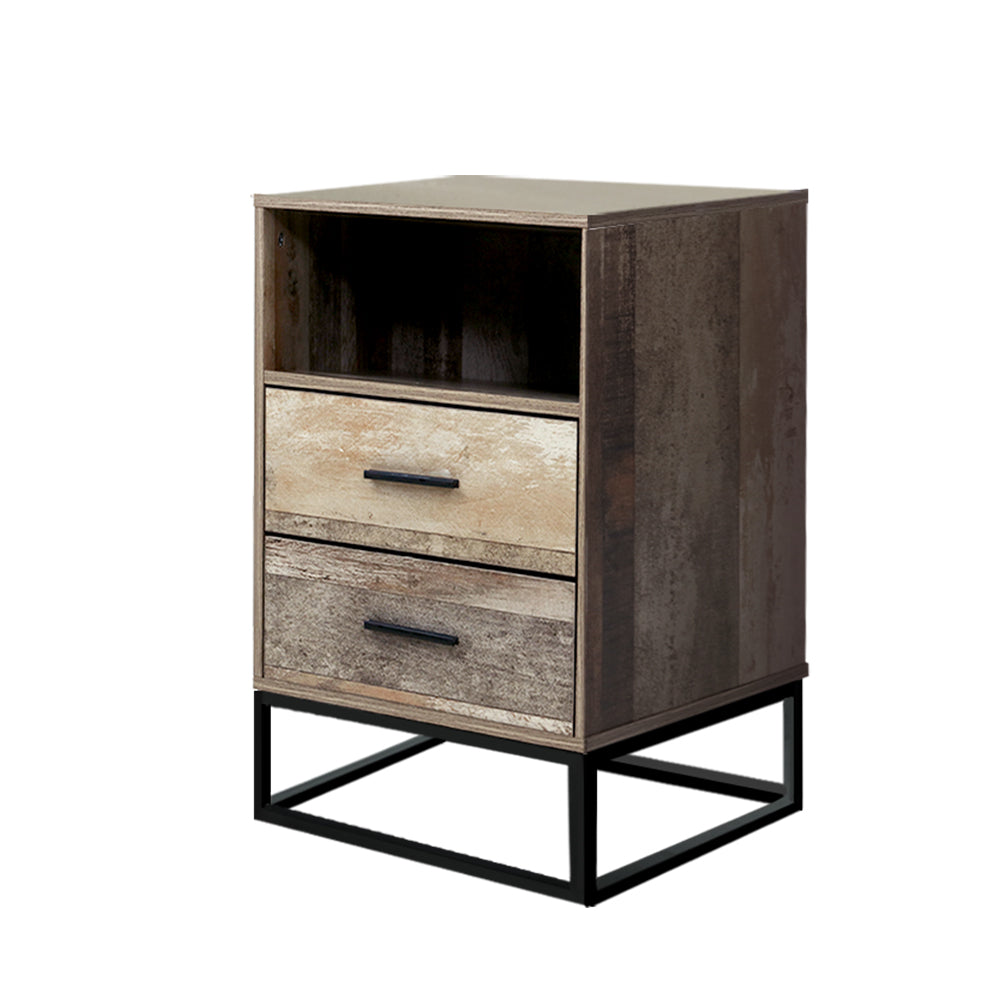 Baden Bedside Table 2 Drawers with Shelf