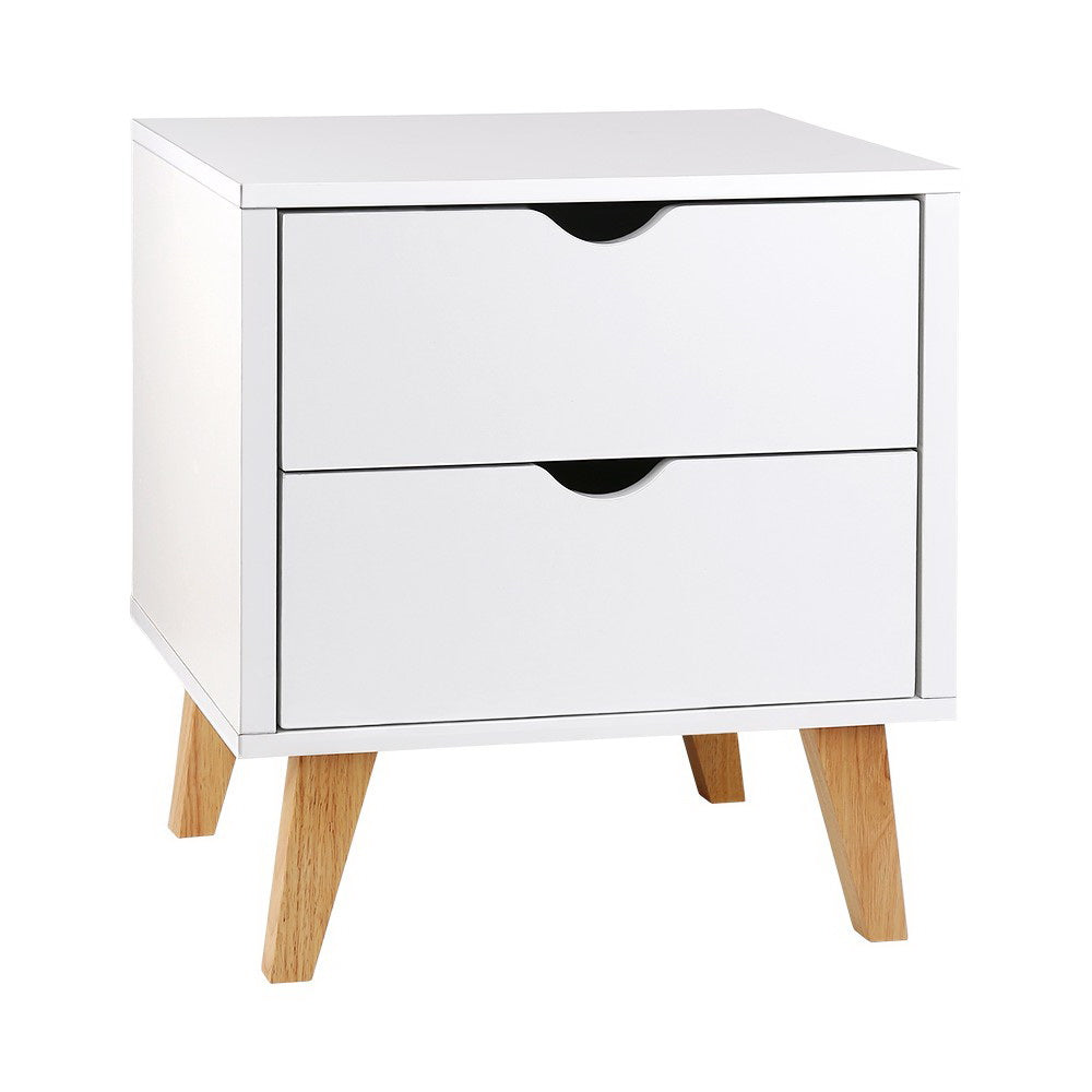 Anders Bedside Table 2 Drawers - White