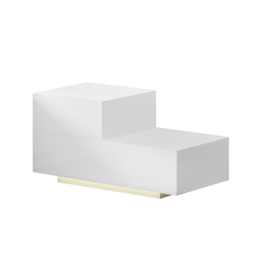 Remi Bedside Tables LED 2 Drawers - White
