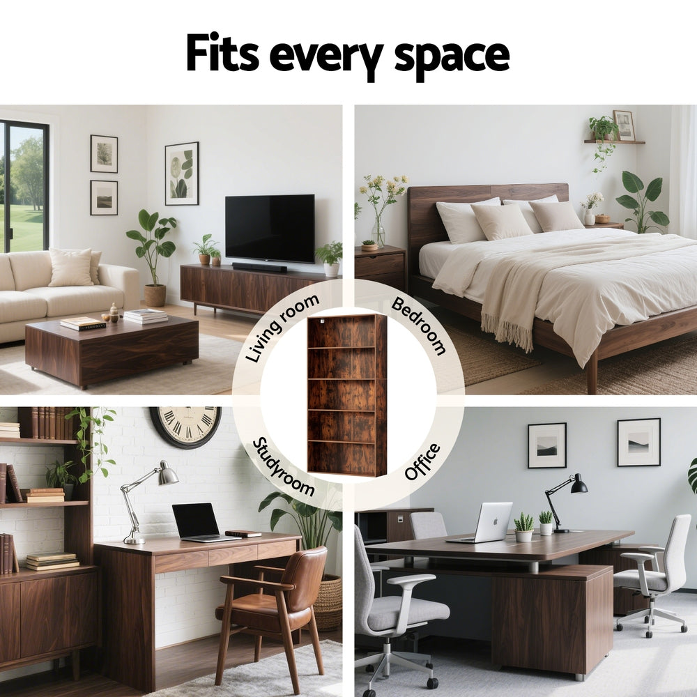 Bookshelf 5 Tiers - Walnut