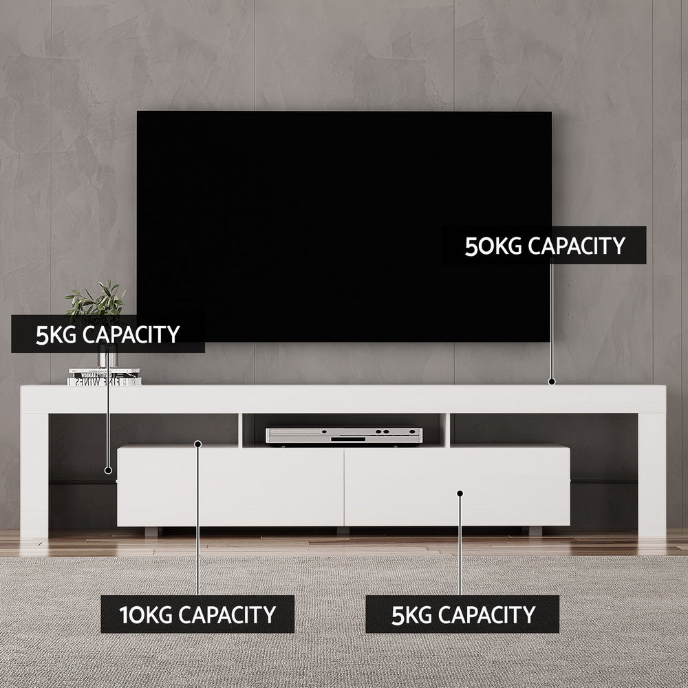 Elo LED TV Cabinet Entertainment Unit Stand Furniture 200cm - Gloss White