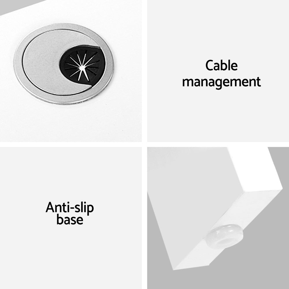 Computer Desk Shelf L-Shape 136CM - White