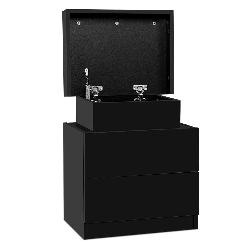 Coley Bedside Table 2 Drawers - Black