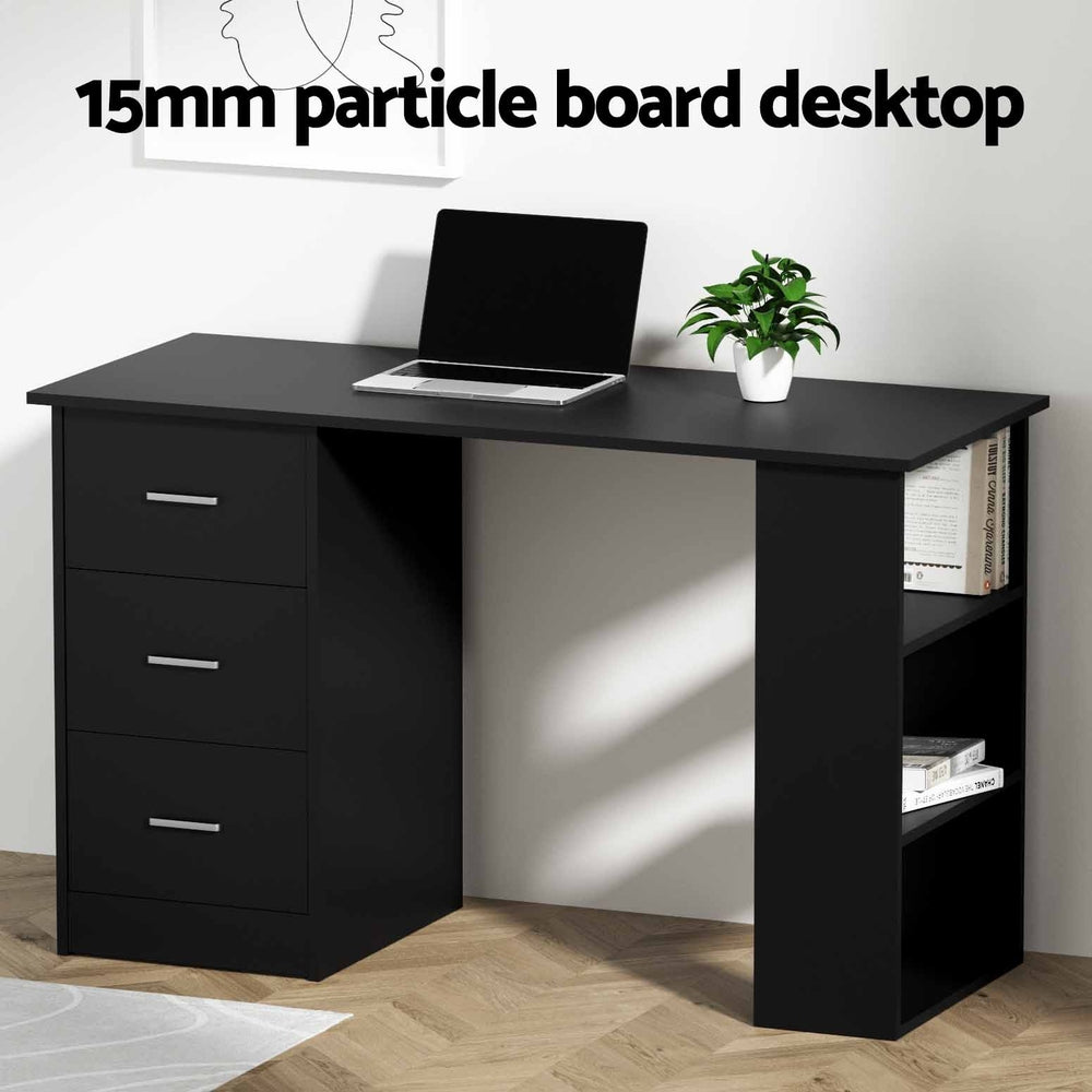 Computer Desk Drawer Shelf Cabinet 120CM - Black
