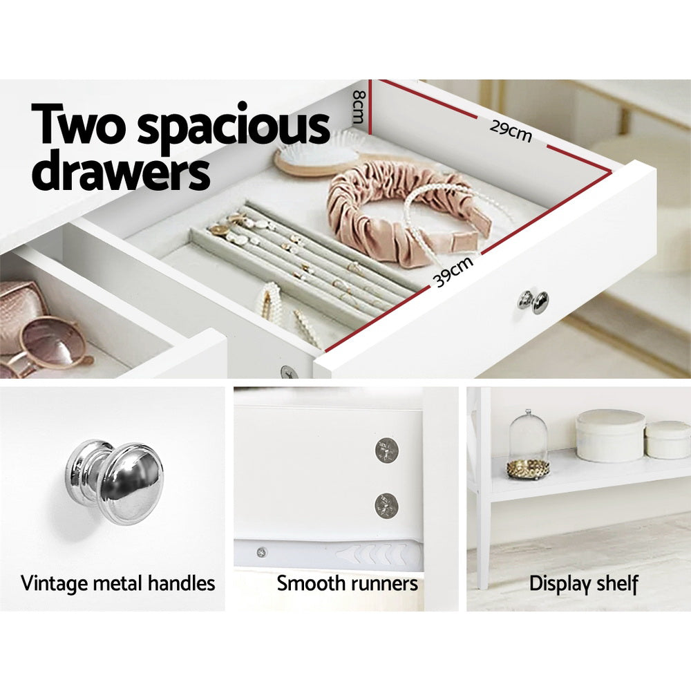 Chloe Console Table 2 Drawers 100CM - White