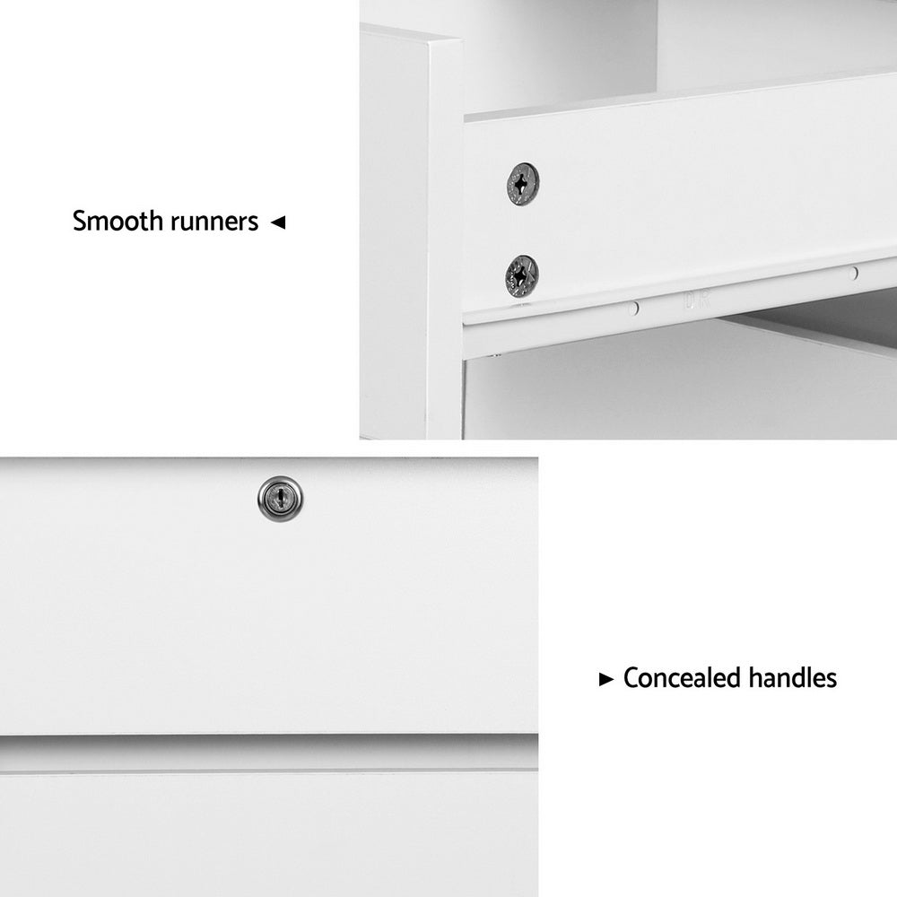 Computer Desk Office Study Desks Table Drawer Bookshelf Cabinet - White