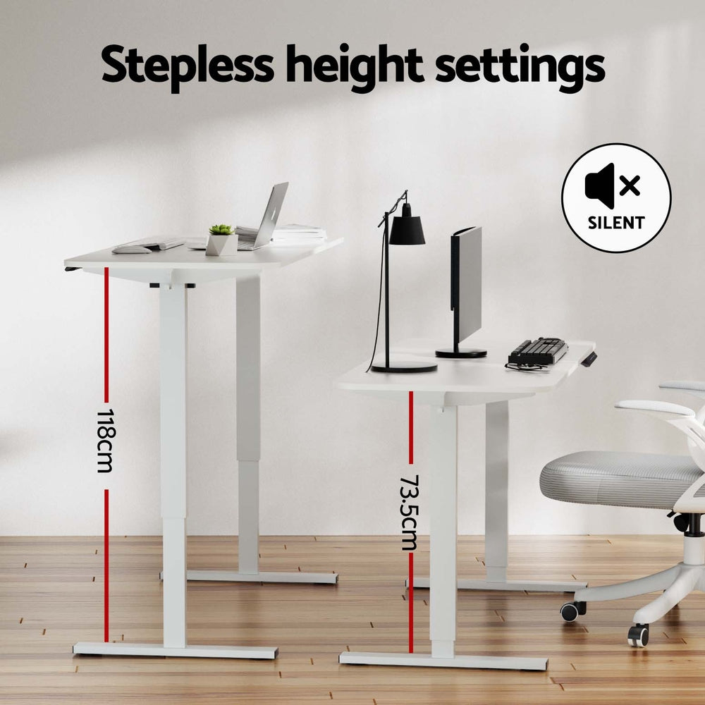 Electric Standing Desk 140cm Adjustable Height - White