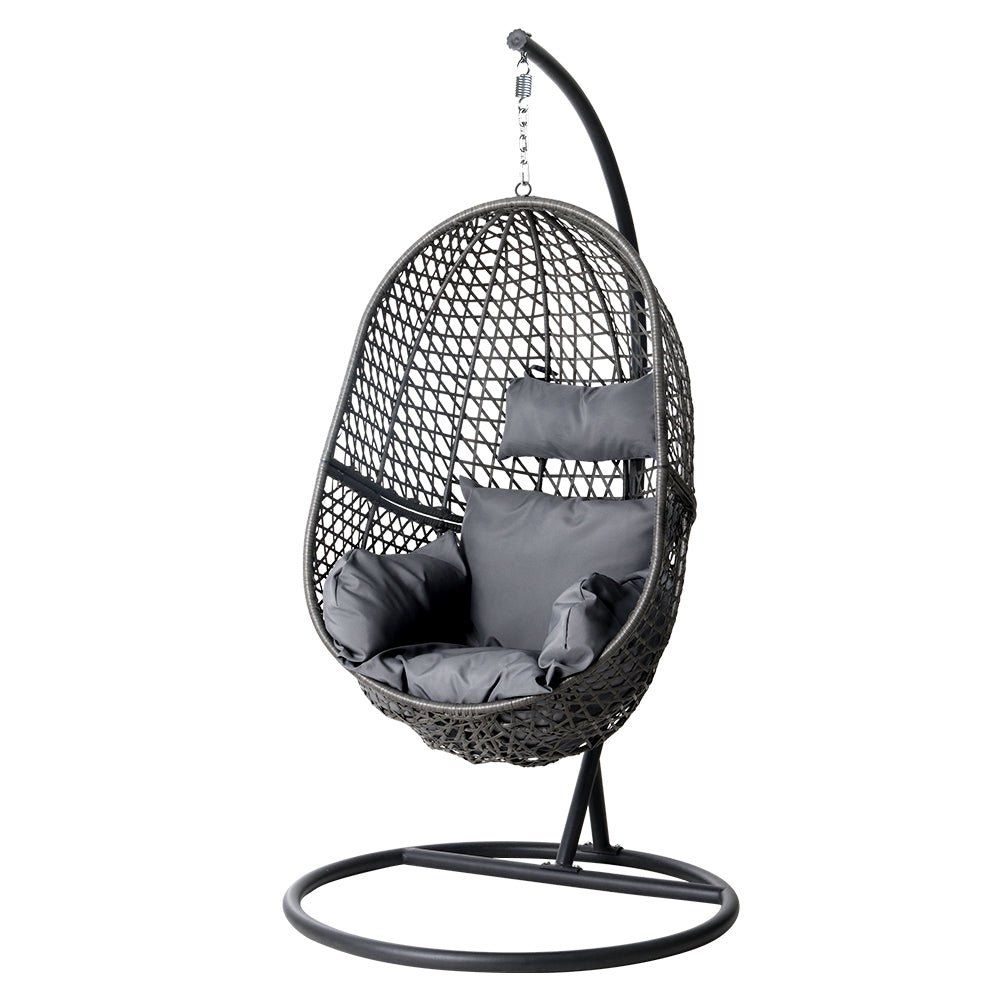 Outdoor Egg Swing Chair Wicker Rattan - Black