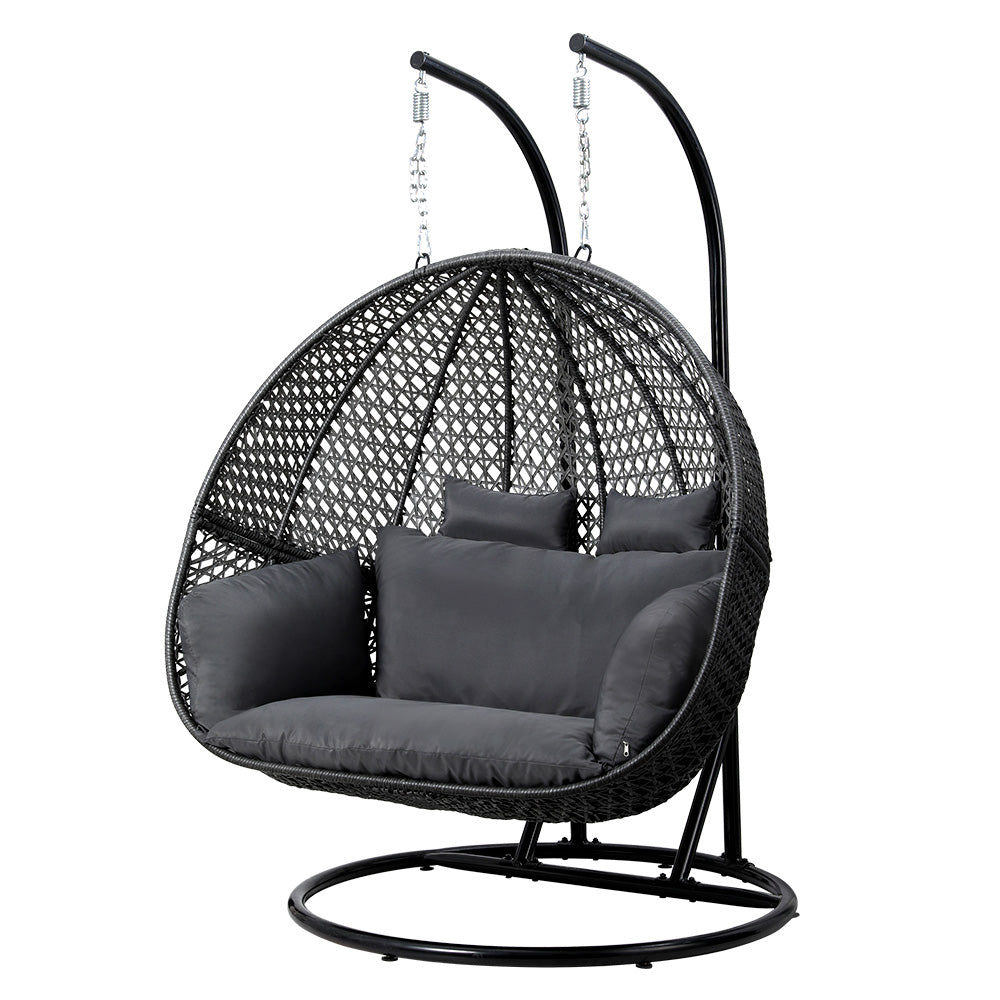 2 Seater Outdoor Egg Swing Chair Wicker - Grey