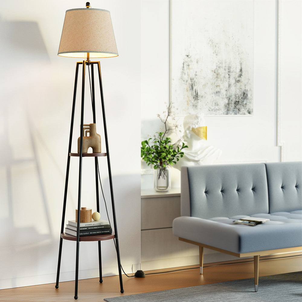 2 Tier Shelf Floor Lamp LED Light Stand - Black